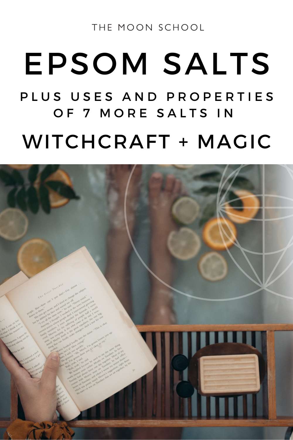 witchy woman in a ritual bath using purifying epsom salts