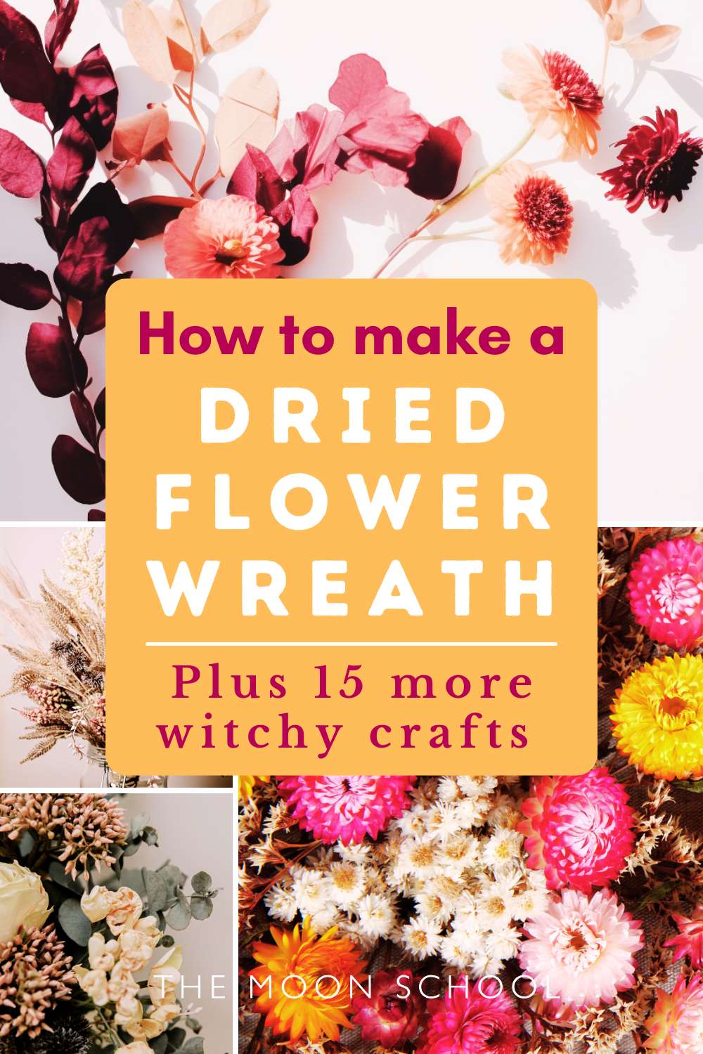 How to make a dried flower wreath PIN for Autumn