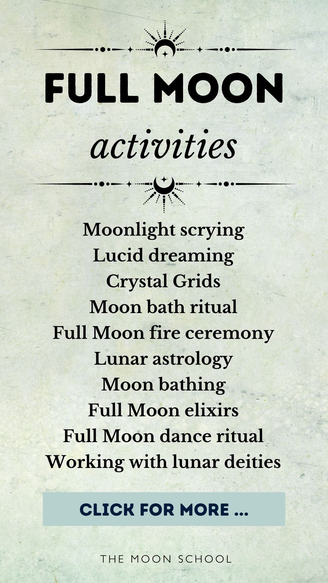 Witch spell book page with full moon activities