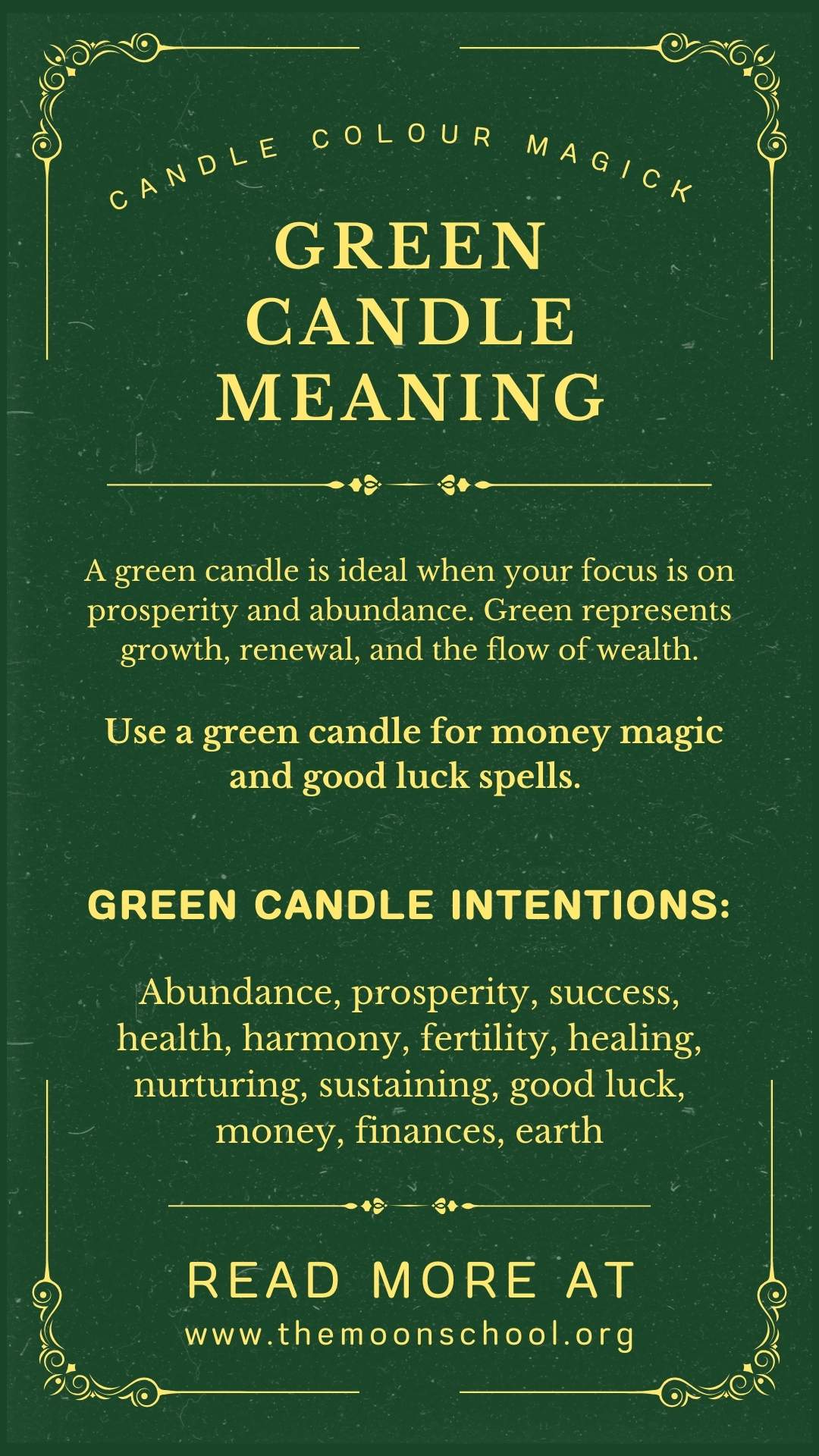 Green colour candle magick guide for wiccan spell book grimoire page