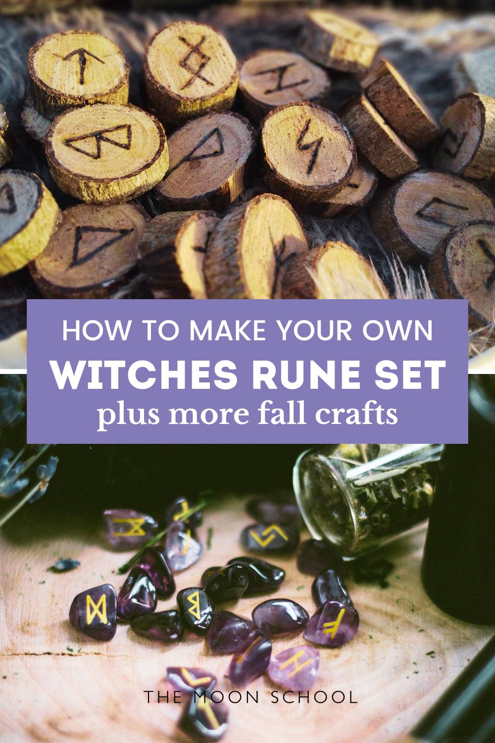 DIY Runes collage pin with images of homemade rune sets (crafting ideas)