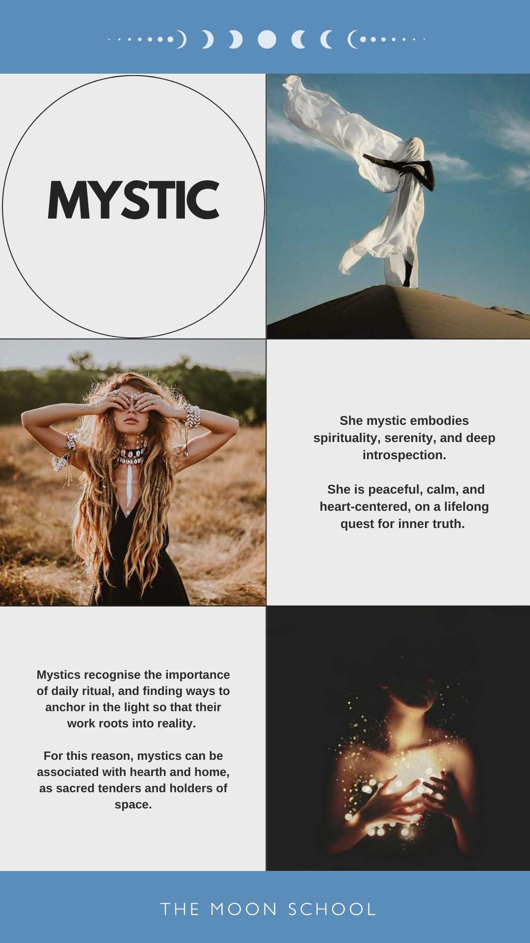 Collage with images of the female mystic archetype and style