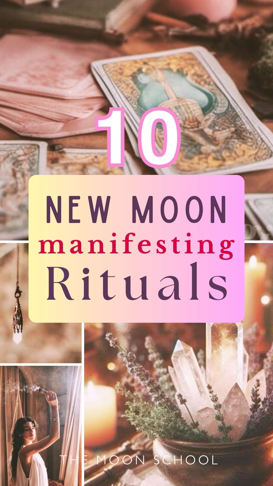Magickal Collage pin with new moon manifesting altars