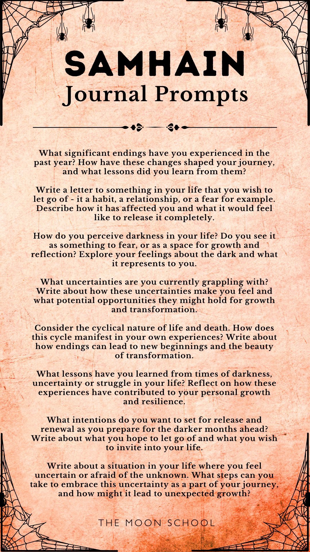 List of samhain journal promps for witches and pagans, seasonal activity