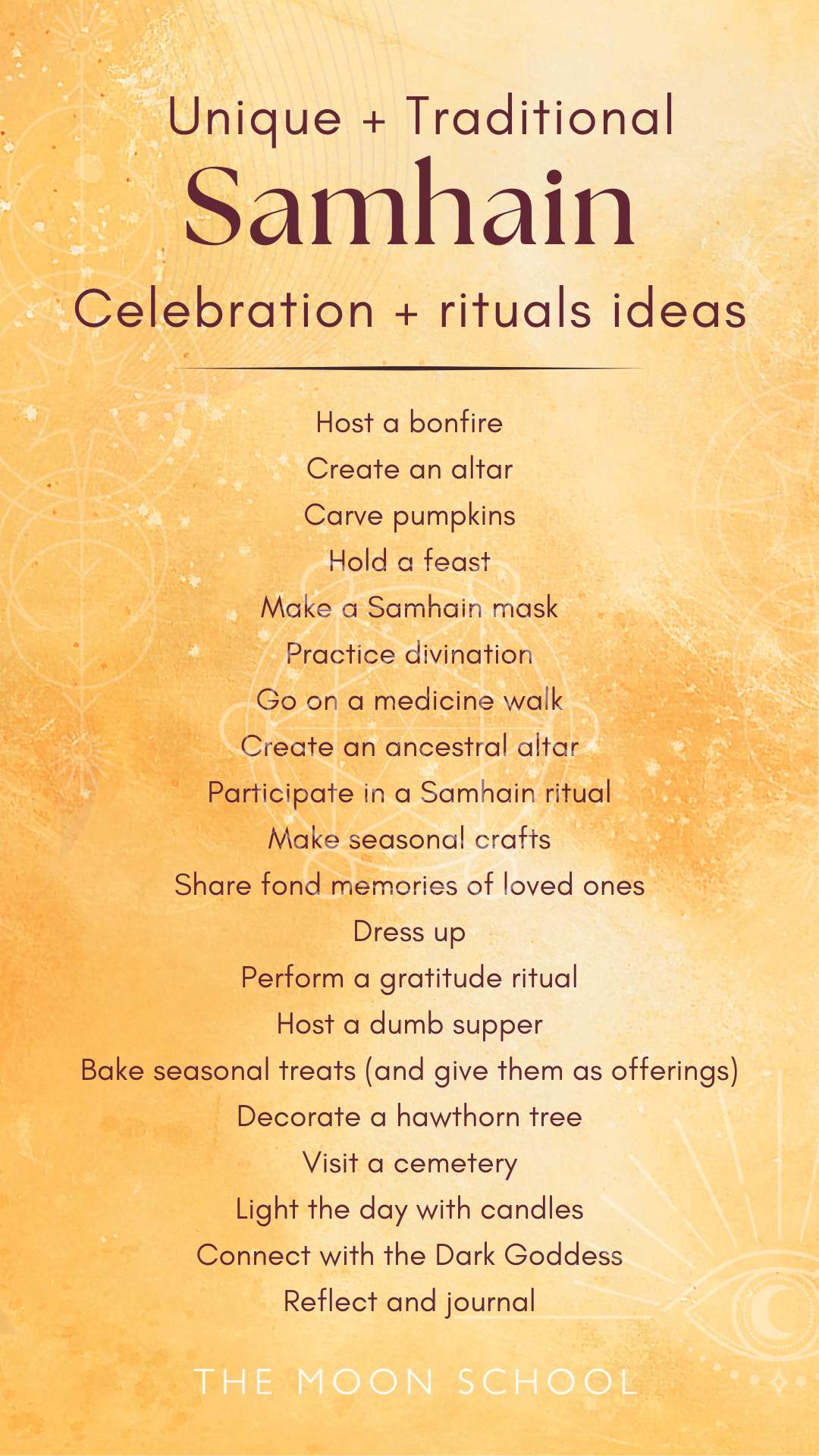 List of samhain traditions and ideas for modern witches, wiccans and pagans on halloween