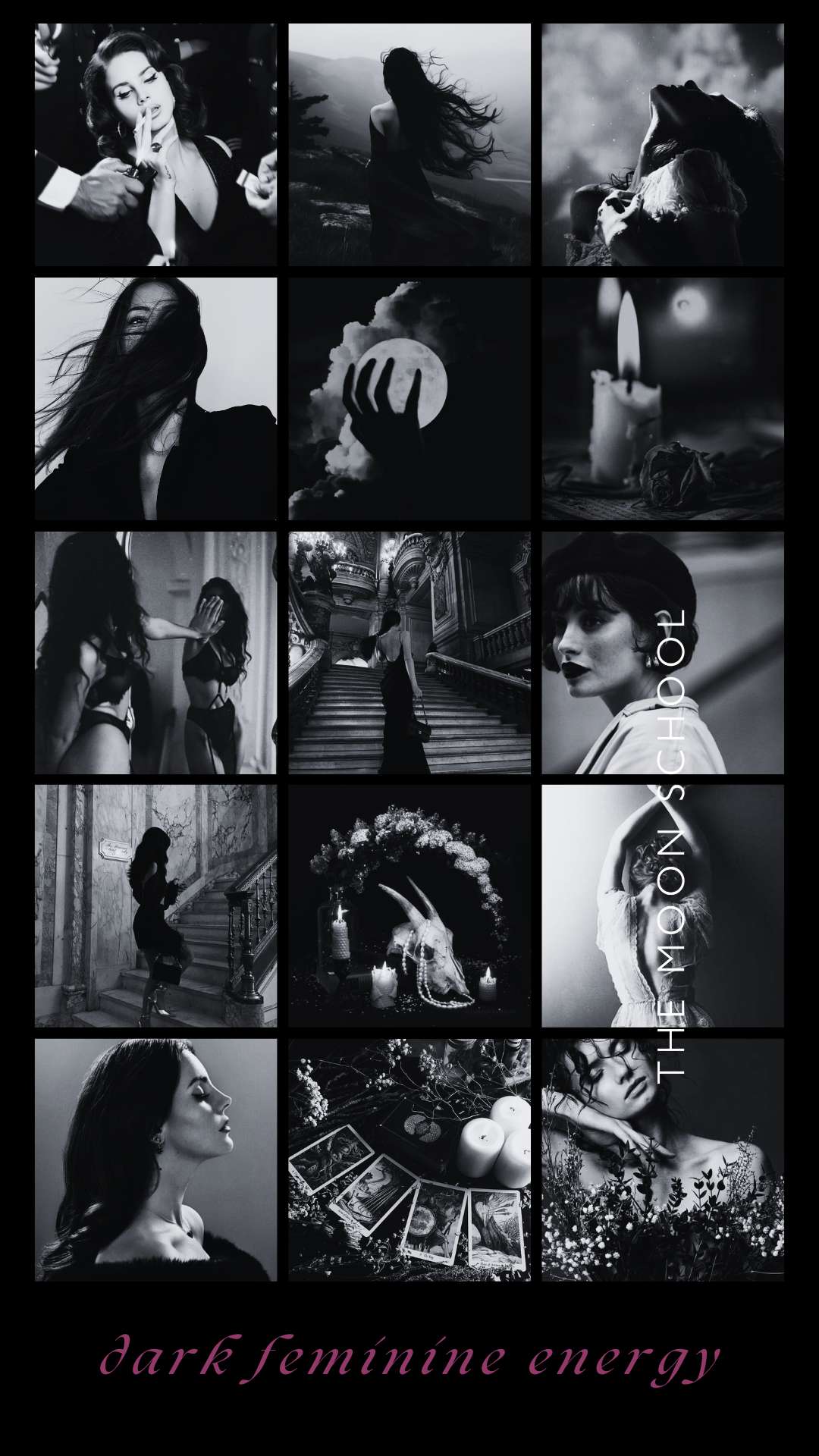 Dark feminine energy aesthetic collage vintage photo inspiration lana del ray inspo