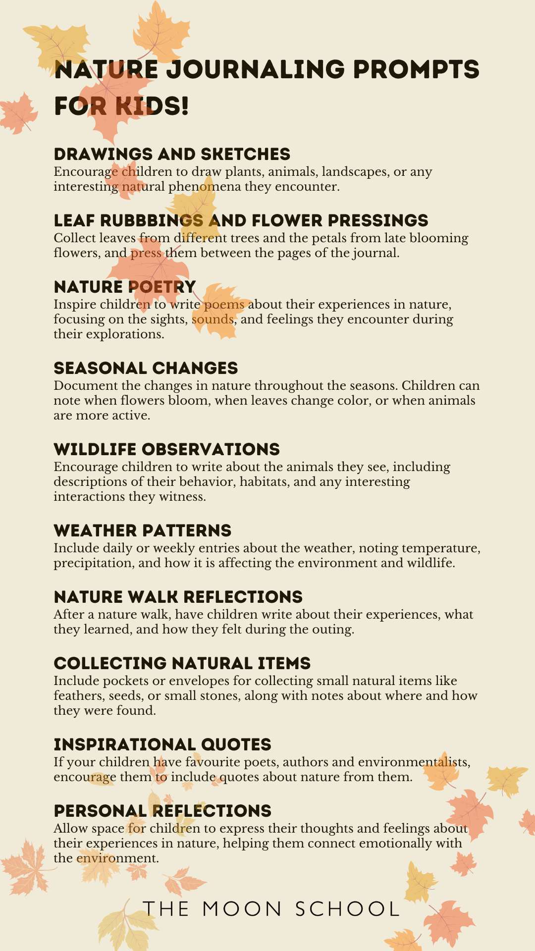 list of journal prompts for nature writing children adults craft ideas