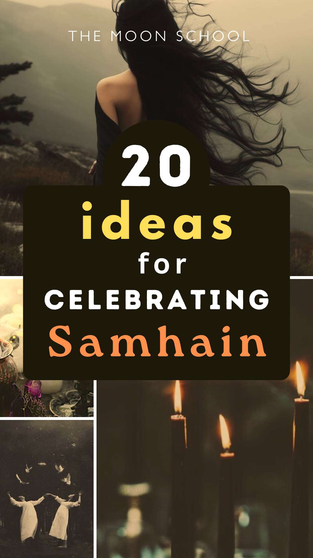 Collage pin showing witchy women celebrating samhain