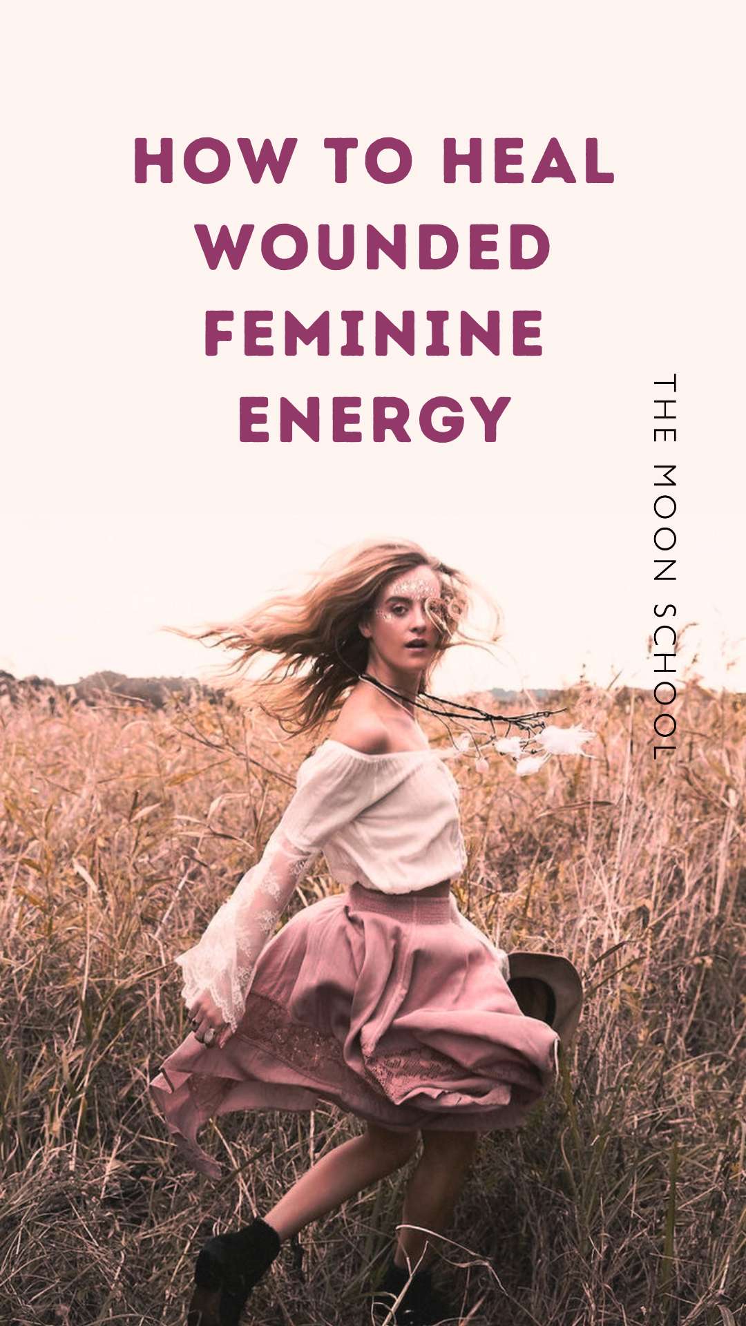 Soft feminine woman in a field healing her feminine energy