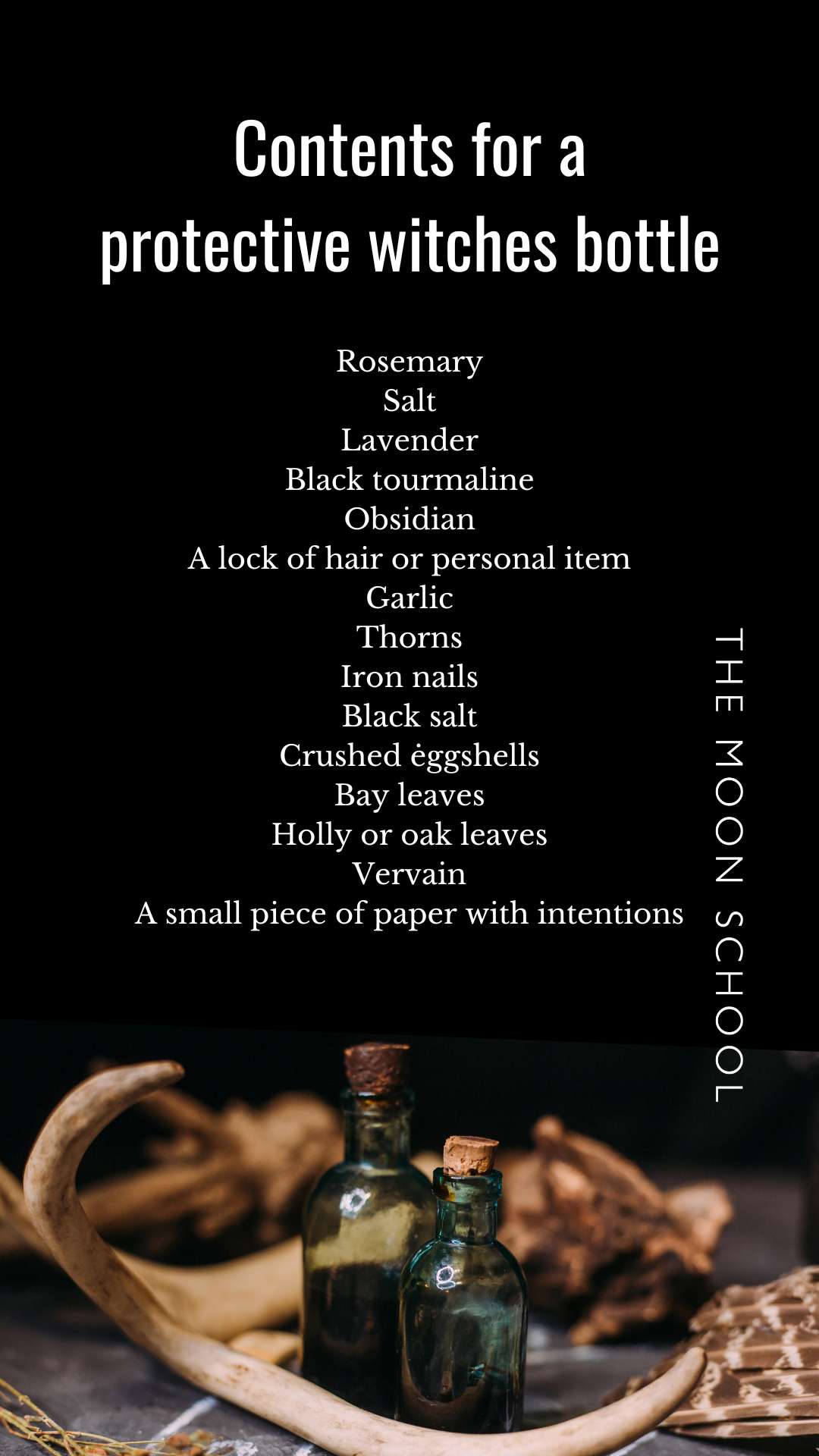 Ingredients list for a witches protection jar witch bottle
