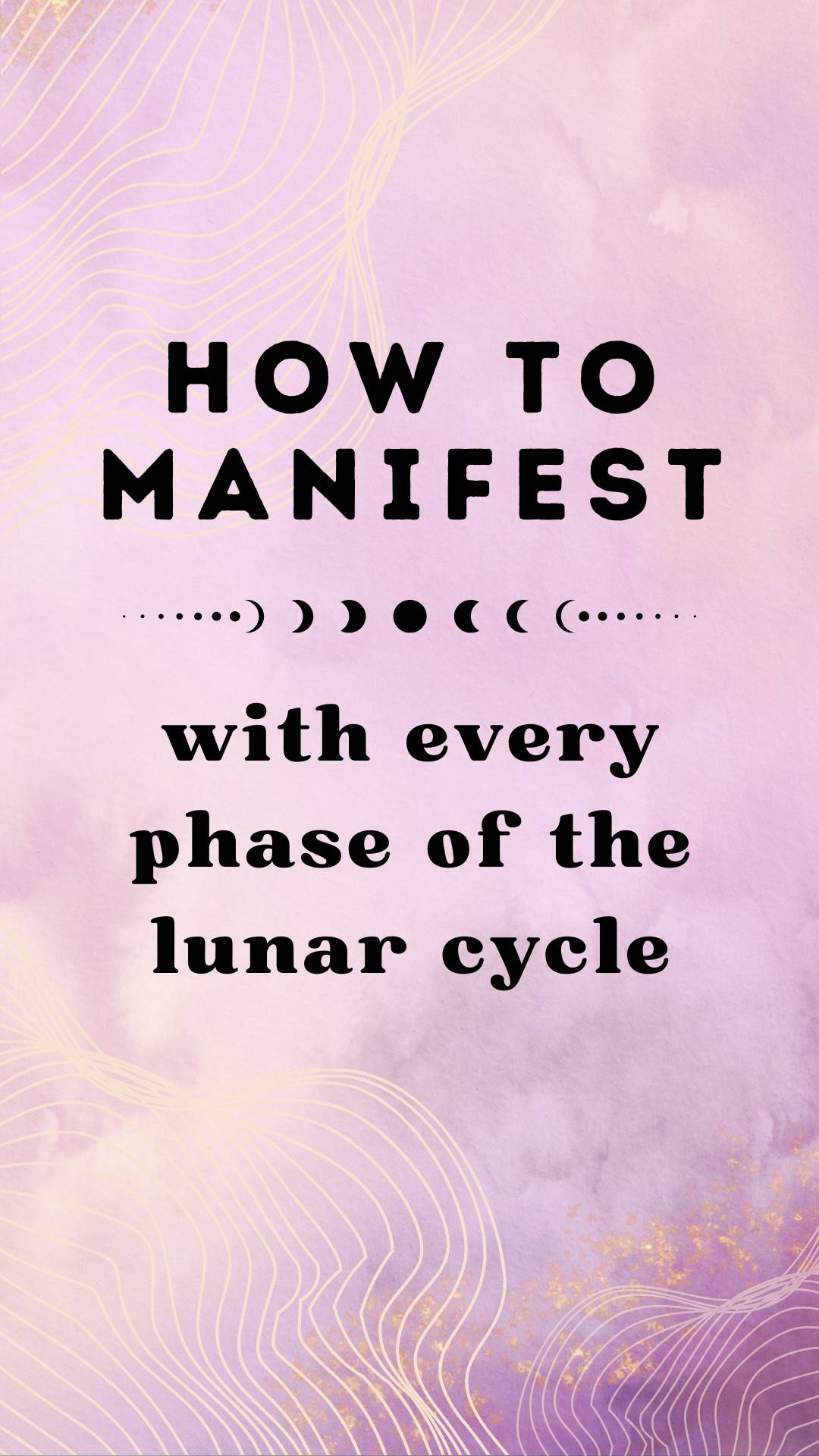 Cosmic purple pin with Moon manifestation with every lunar phase in black type