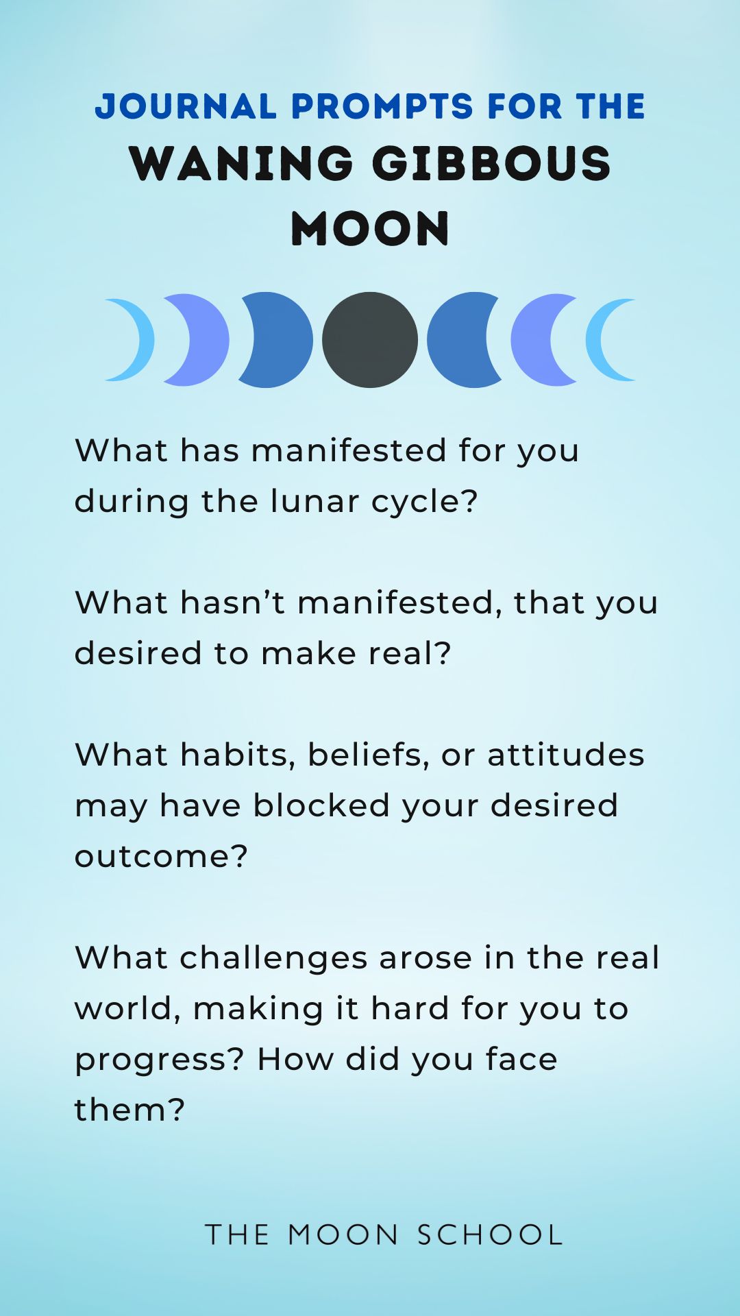 Writing prompts for waning gibbous moon reflection around manifestation