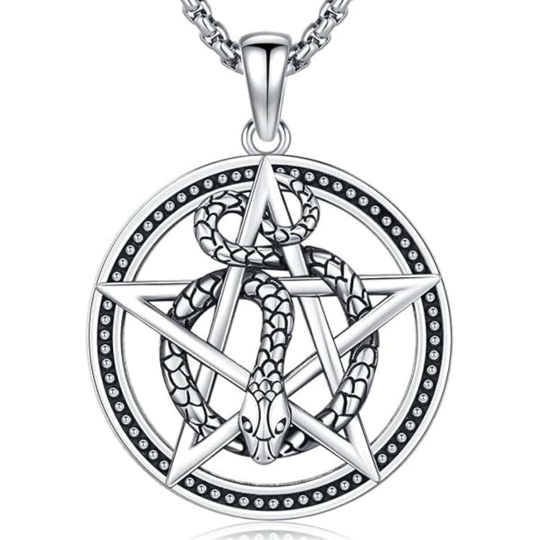 Beautiful pentagram pendant with serpent design. Ideal gift for wiccan witch, pagan, goddess feminine woman