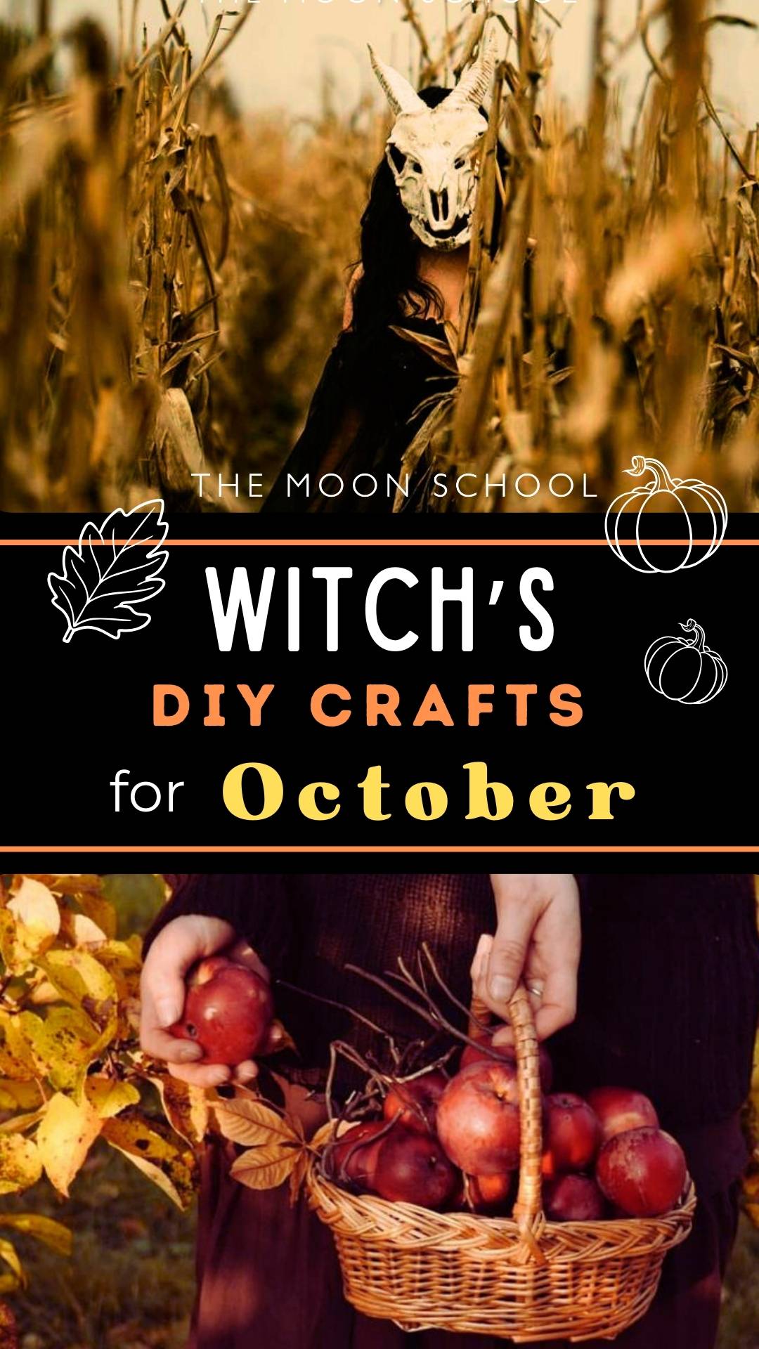 Collage Pin with autumn witch aesthetic altar and decor ideas