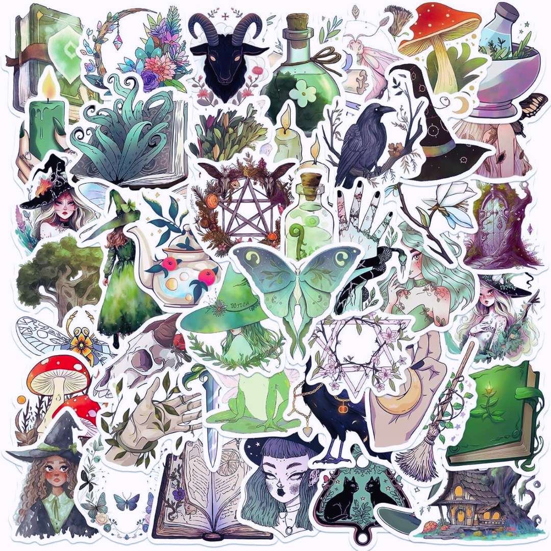 Set of 50 witchy wiccan stickers great cheap gift idea