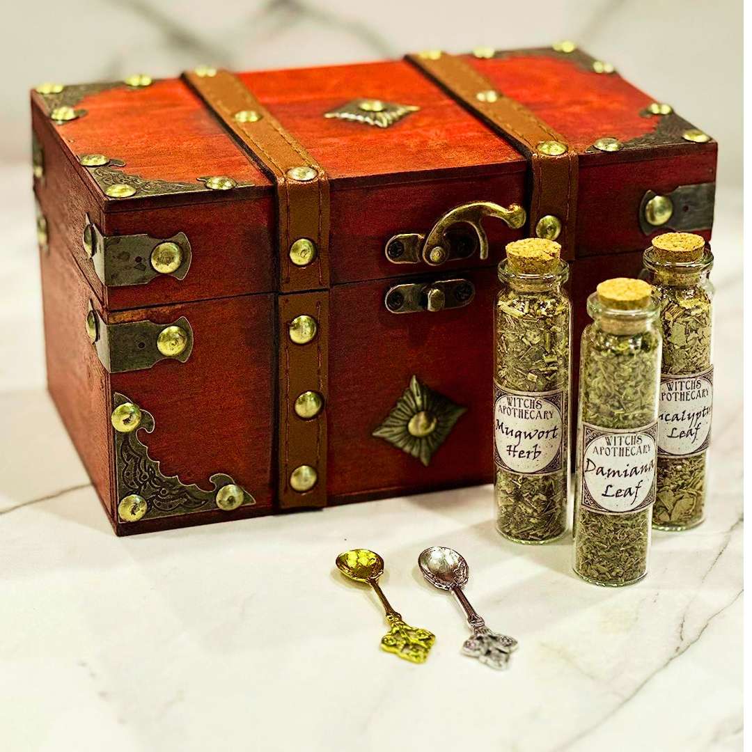Wooden box traveling apothecary gift idea