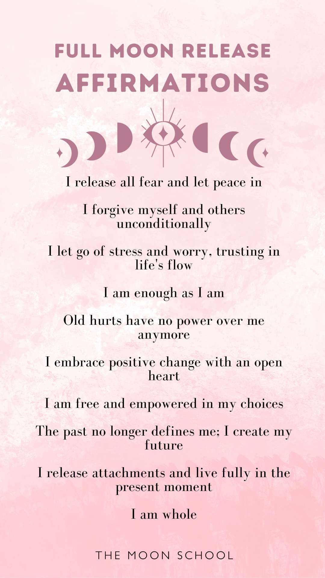 full moon release ritual affirmations on pink