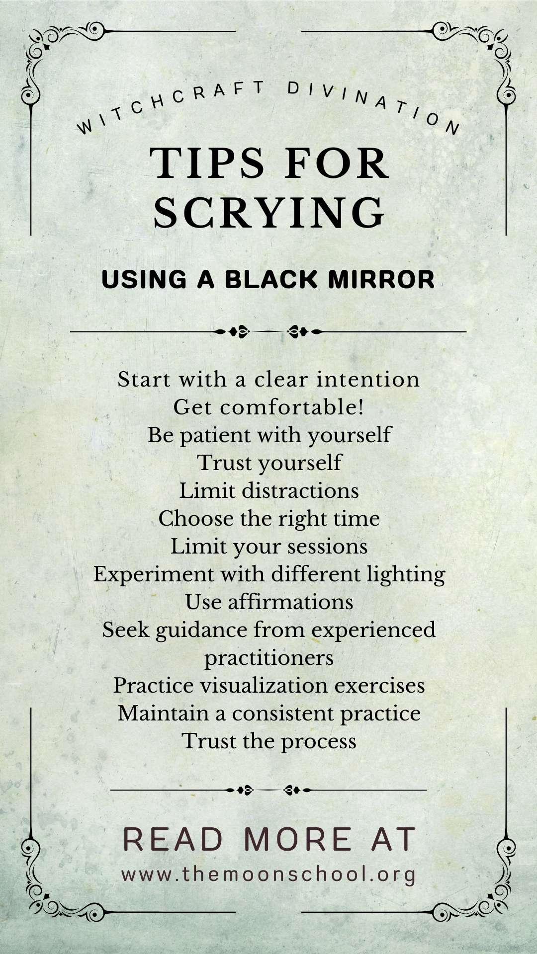 How to scry with a black mirror list of tips on a witches grimoire page