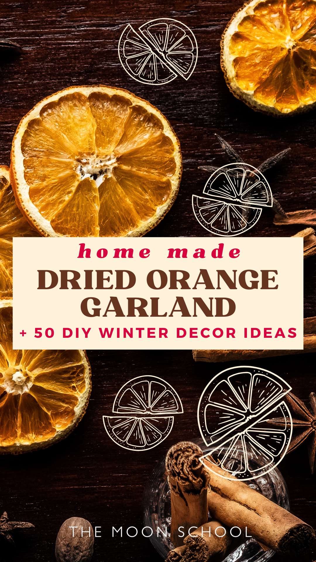 Homemade orange garland for winter DY decorations