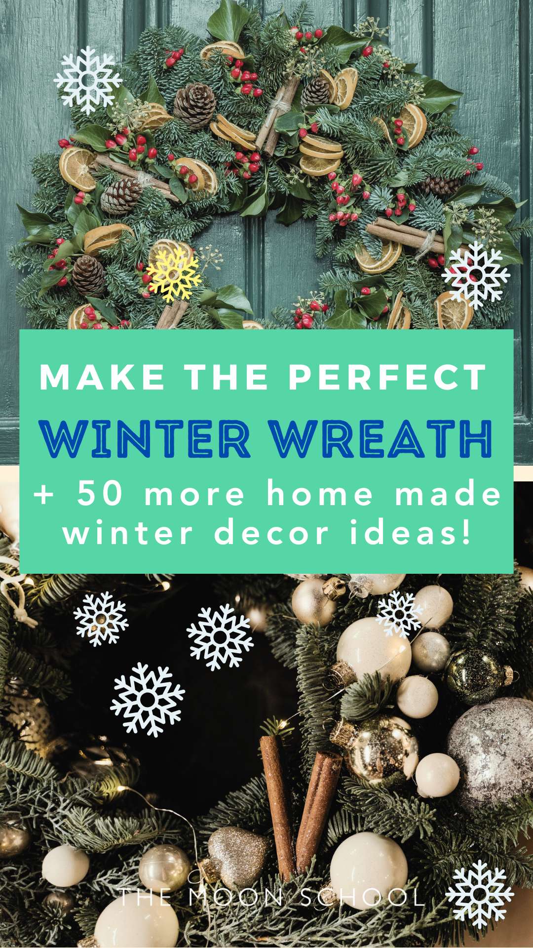 Traditional modern winter wreath YULE front door 