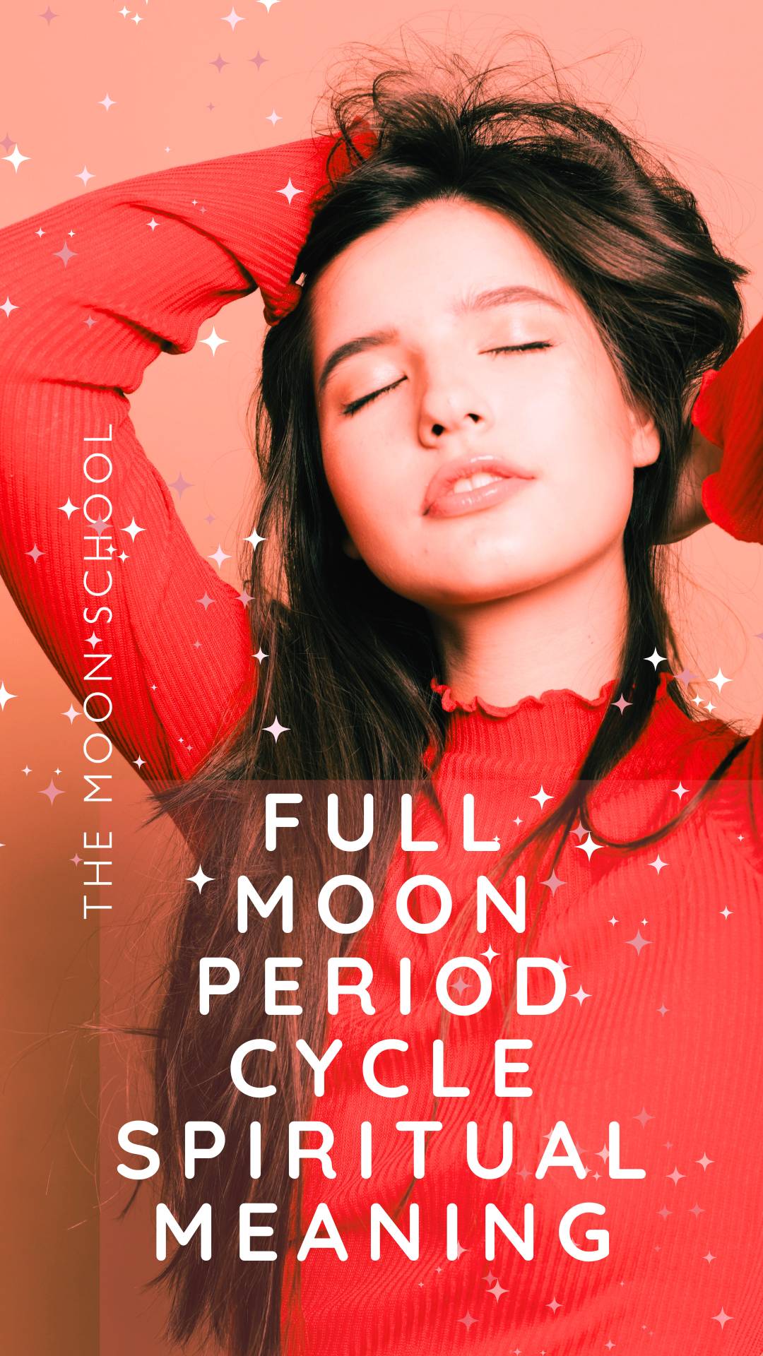 Spiritual modern red moon witch with period during the full moon