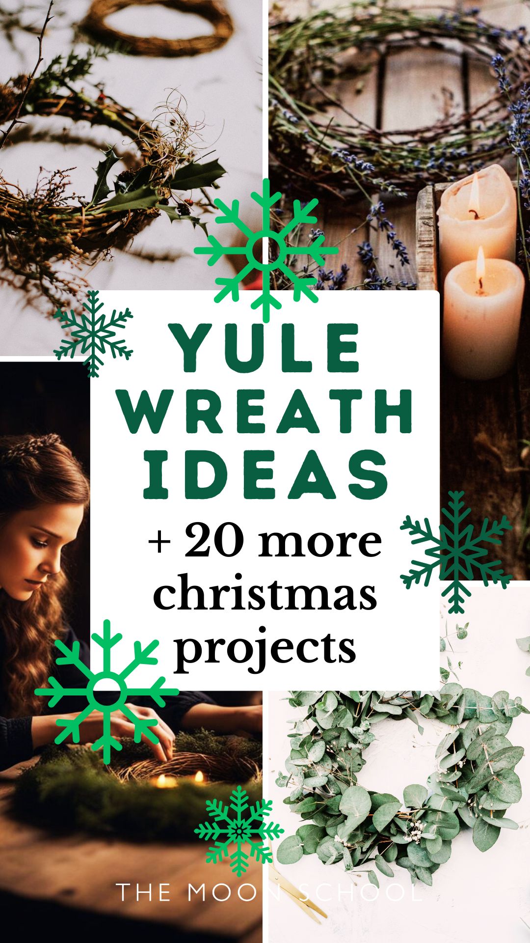 Collage pin of christmas yule wreaths as craft projects for winter