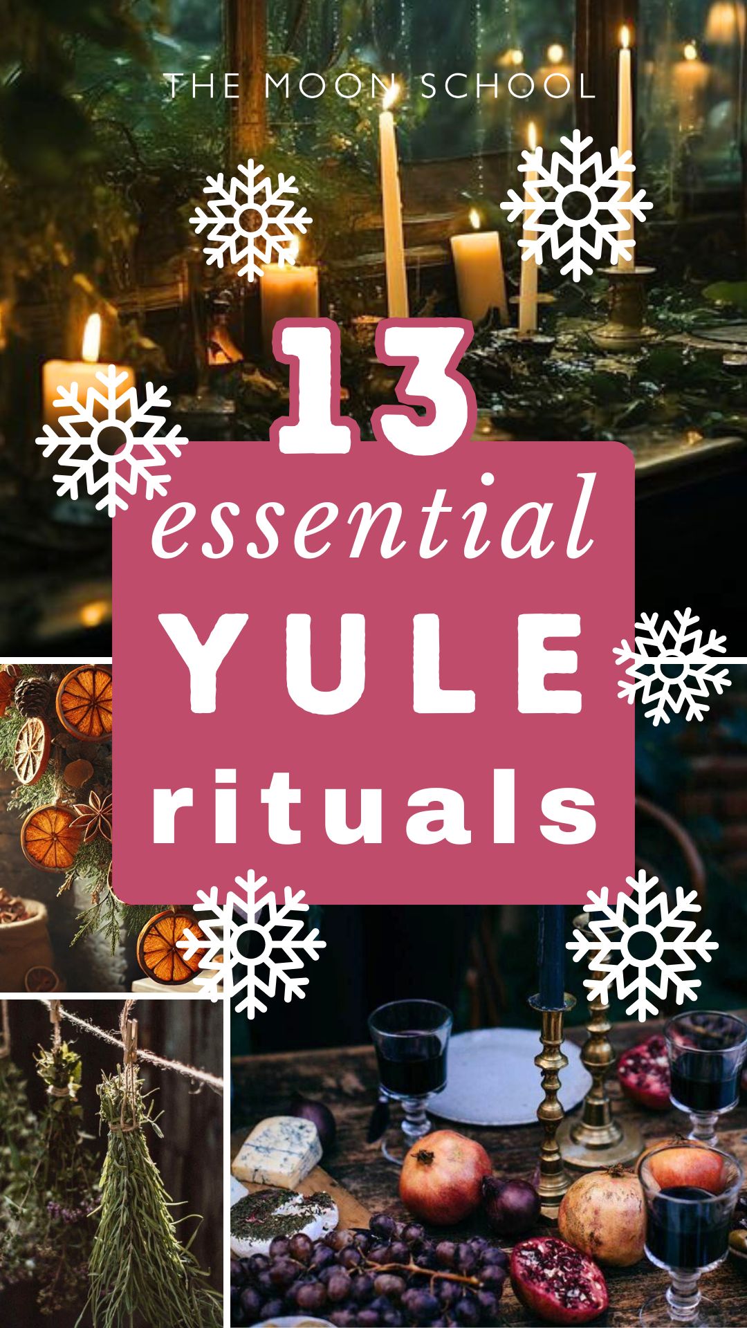 Collage pin of yule altar and solstice celebration ideas