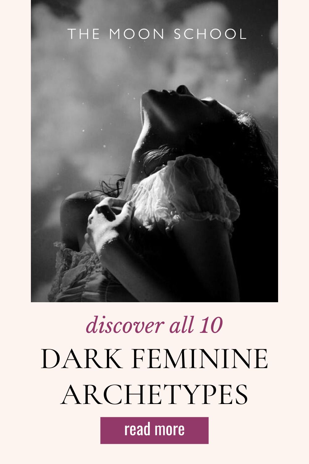 Dark feminine woman on a pale pink background
