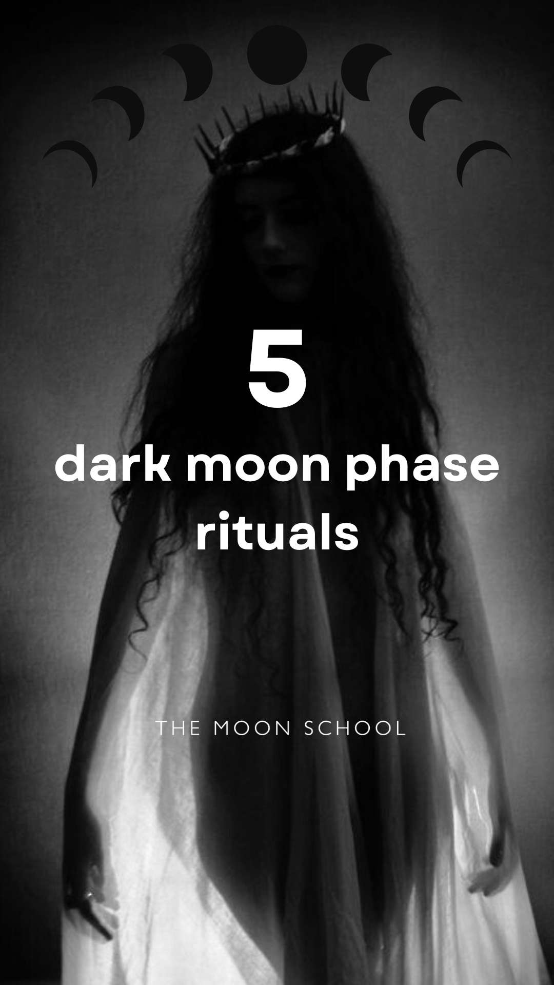 dark moon witch aesthetic with dark moon phase rituals text