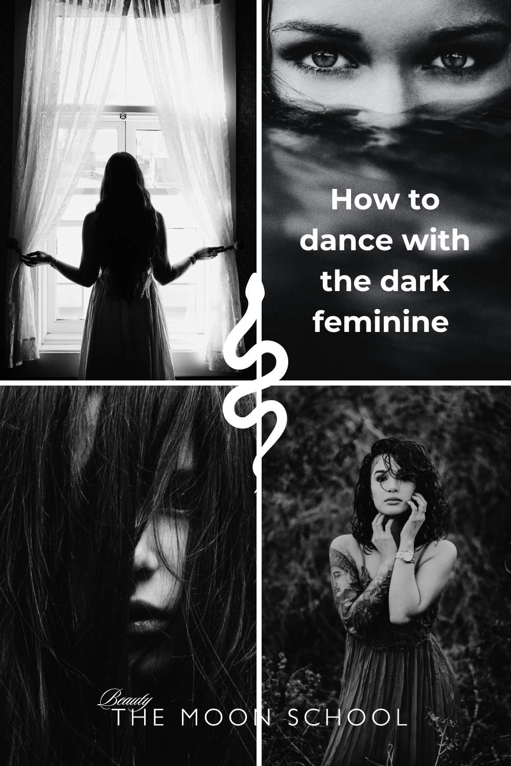 4 photo collage of dark feminine aesthetic images