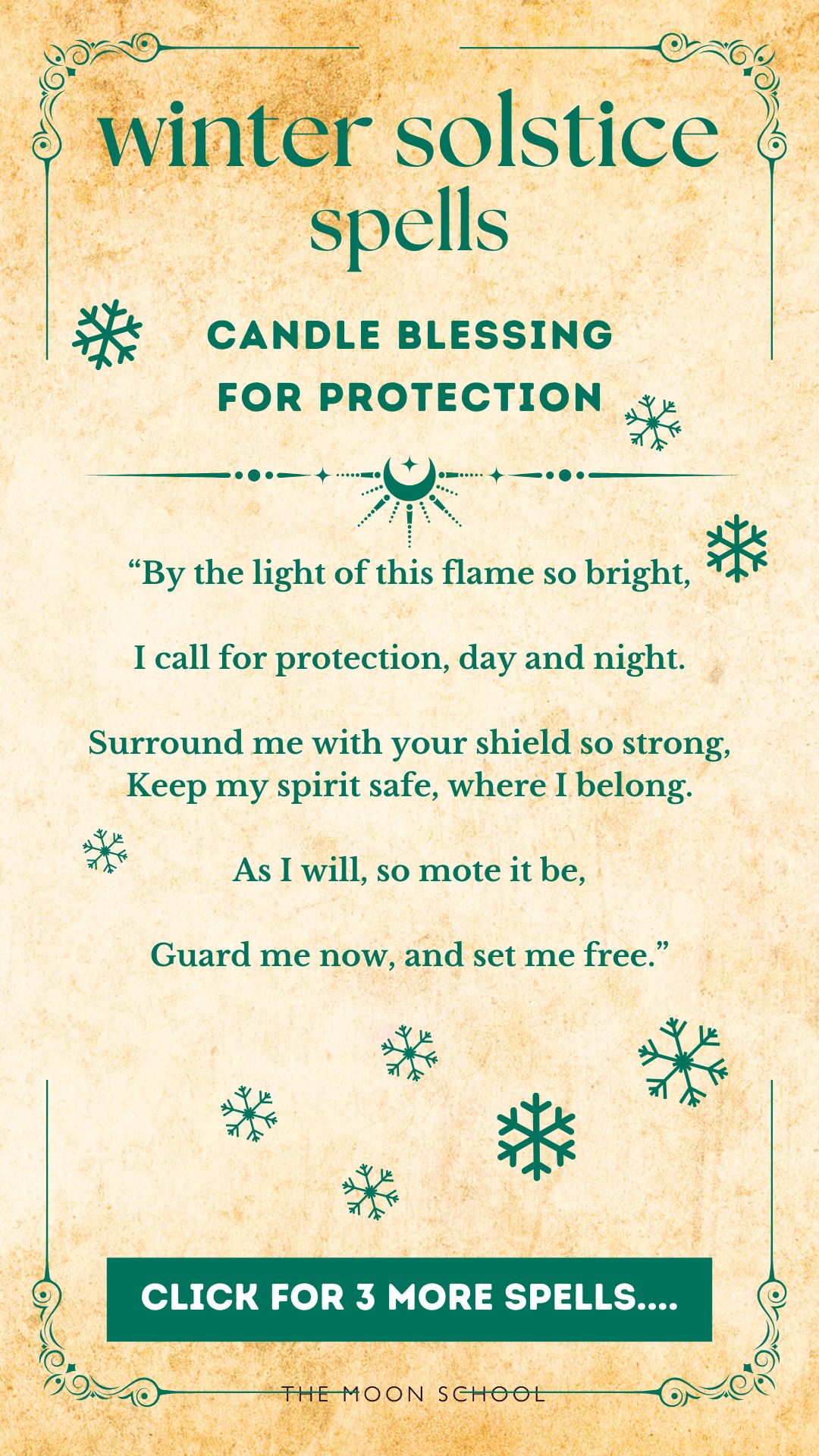 Grimoire page showing a winter solstice spell and candle blessing chant for protection