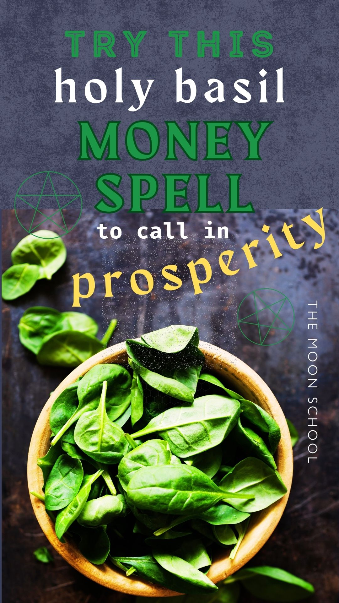 Bowl of basil leaves in a magick spell for money and prosperity