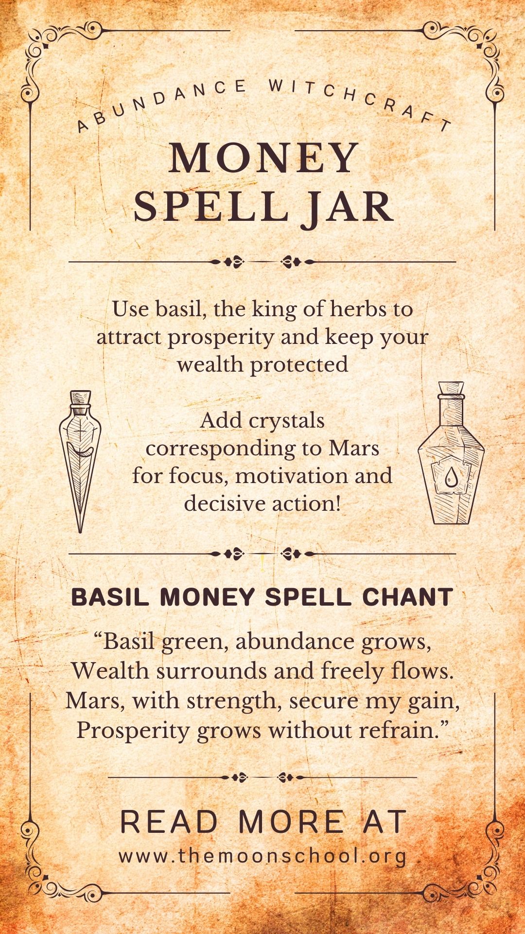 Book of shadows page showing basil money jar instructions for witchcraft