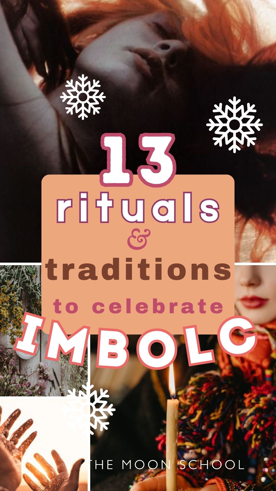 Collage of orange and red natural imbolc ritual aesthetic images 