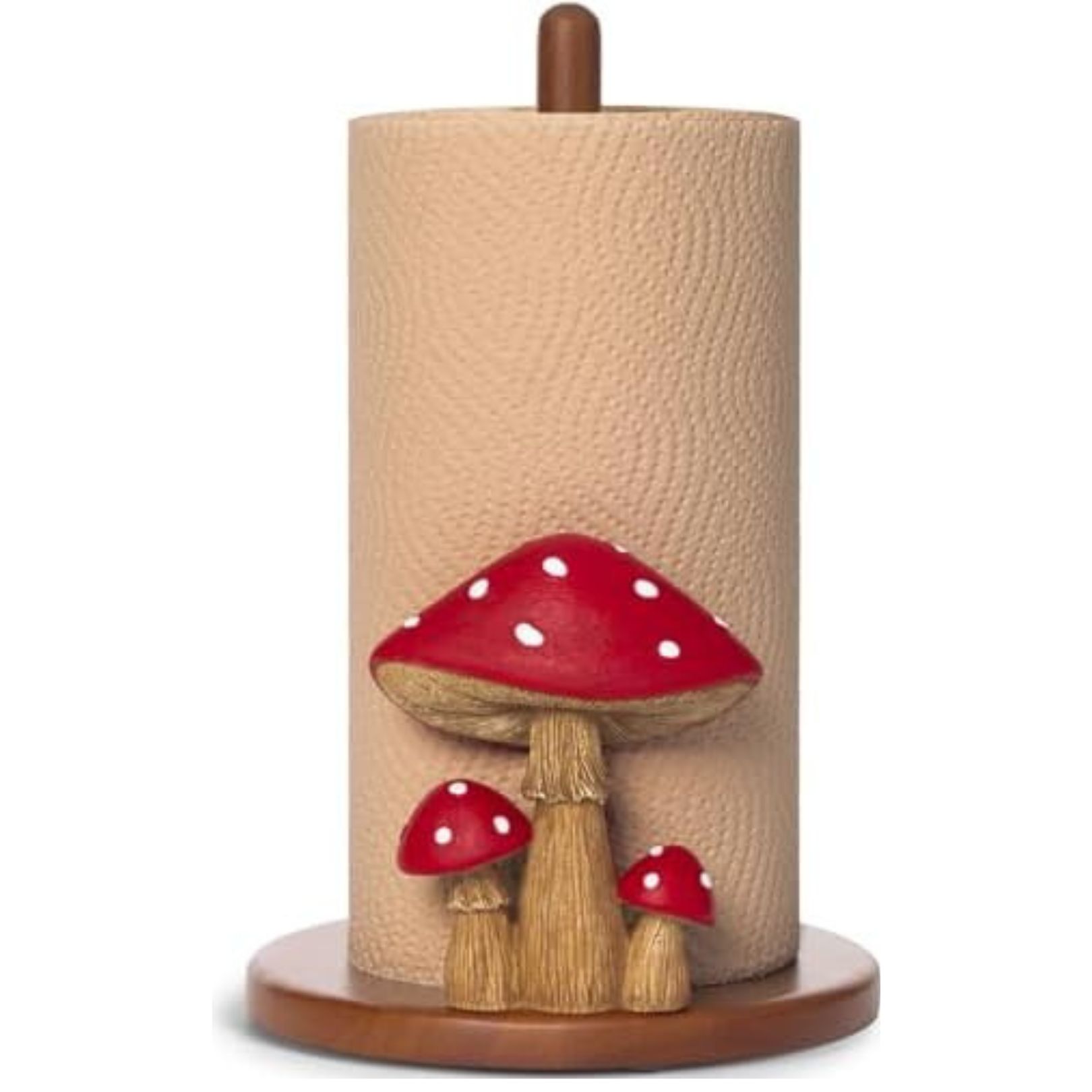 Cute mushroom style wooden paper towel holder whimsicottage core aesthetic