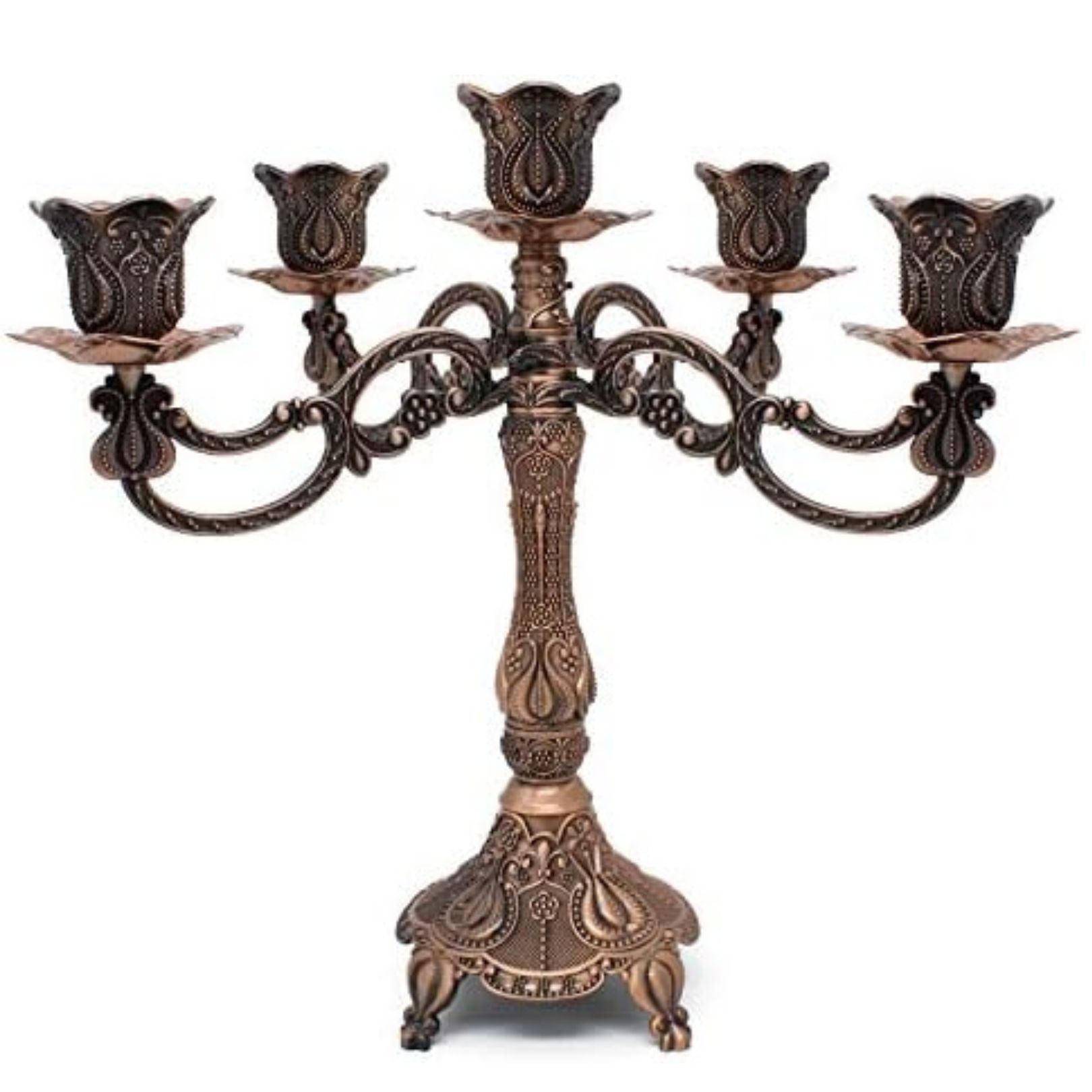 Ornate brass candelabra centerpiece for a witchy banquet 