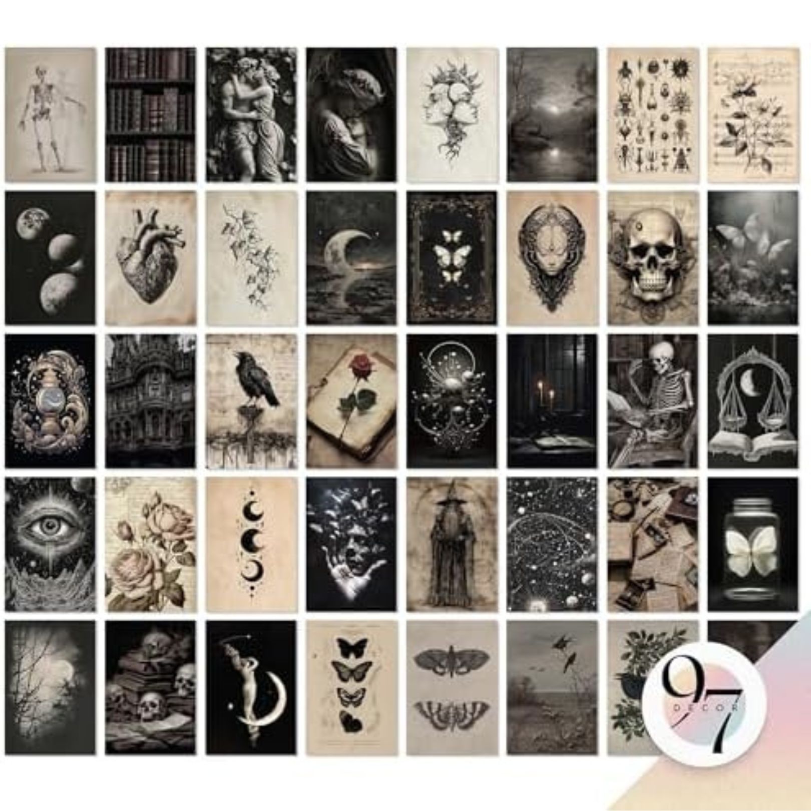 Set of 40 gothic art postcard prints 