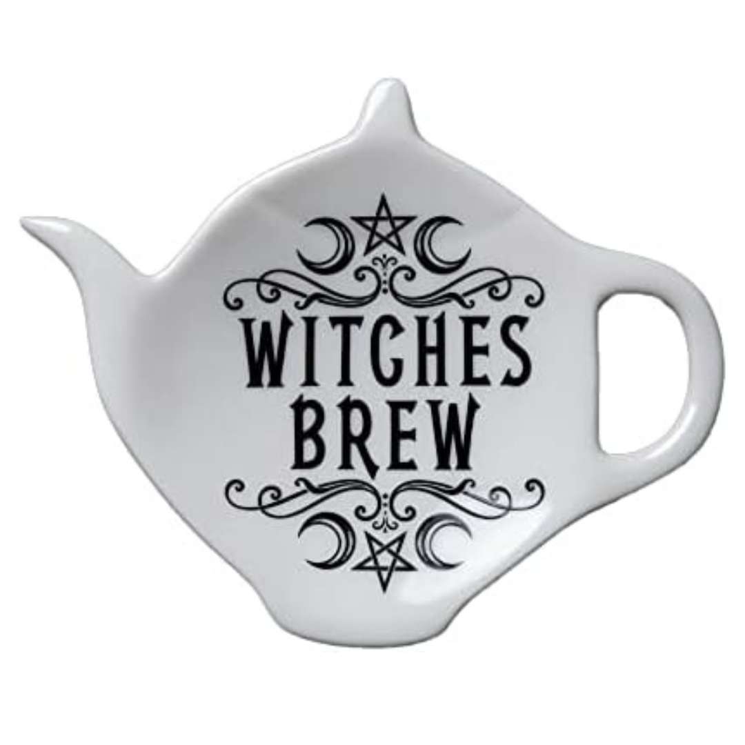 Teapot shaped kitchen witches brew teaspoon stand