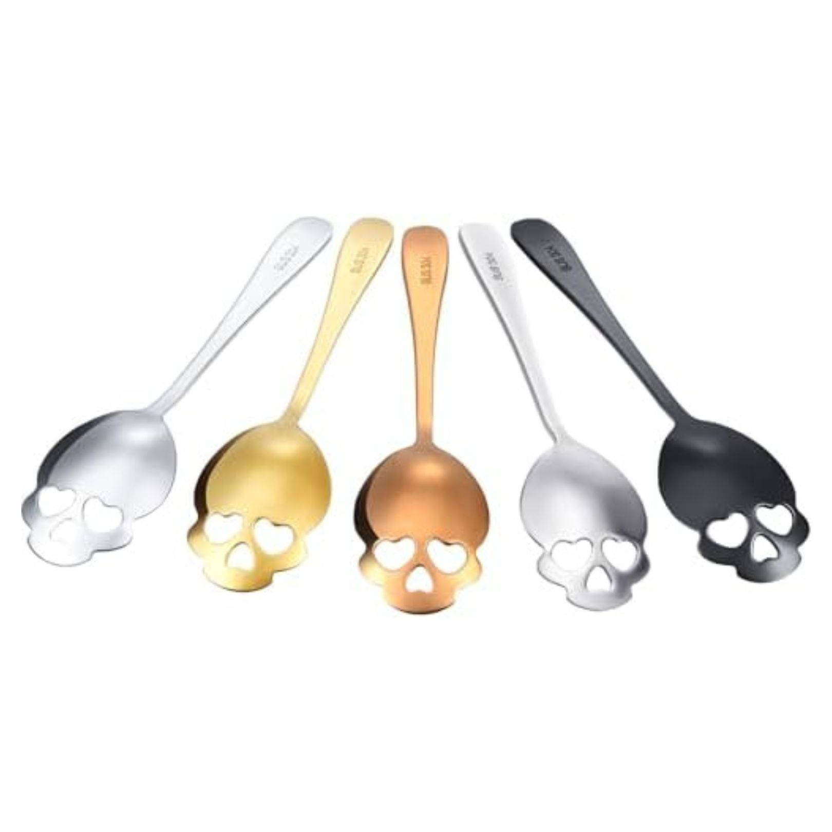 Set of witchy horror skull teaspoons for halloween