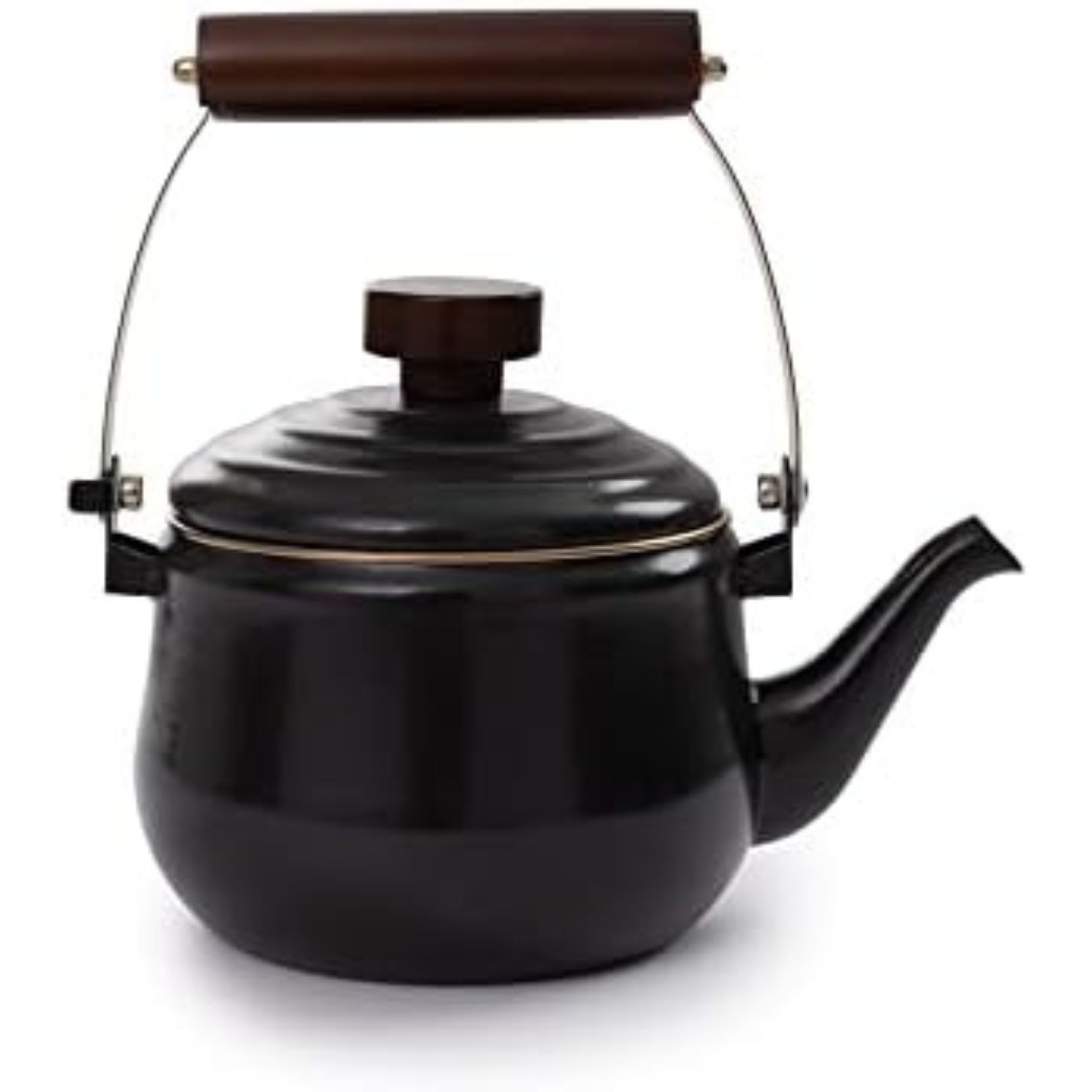 Classic witchy black enamel teapot