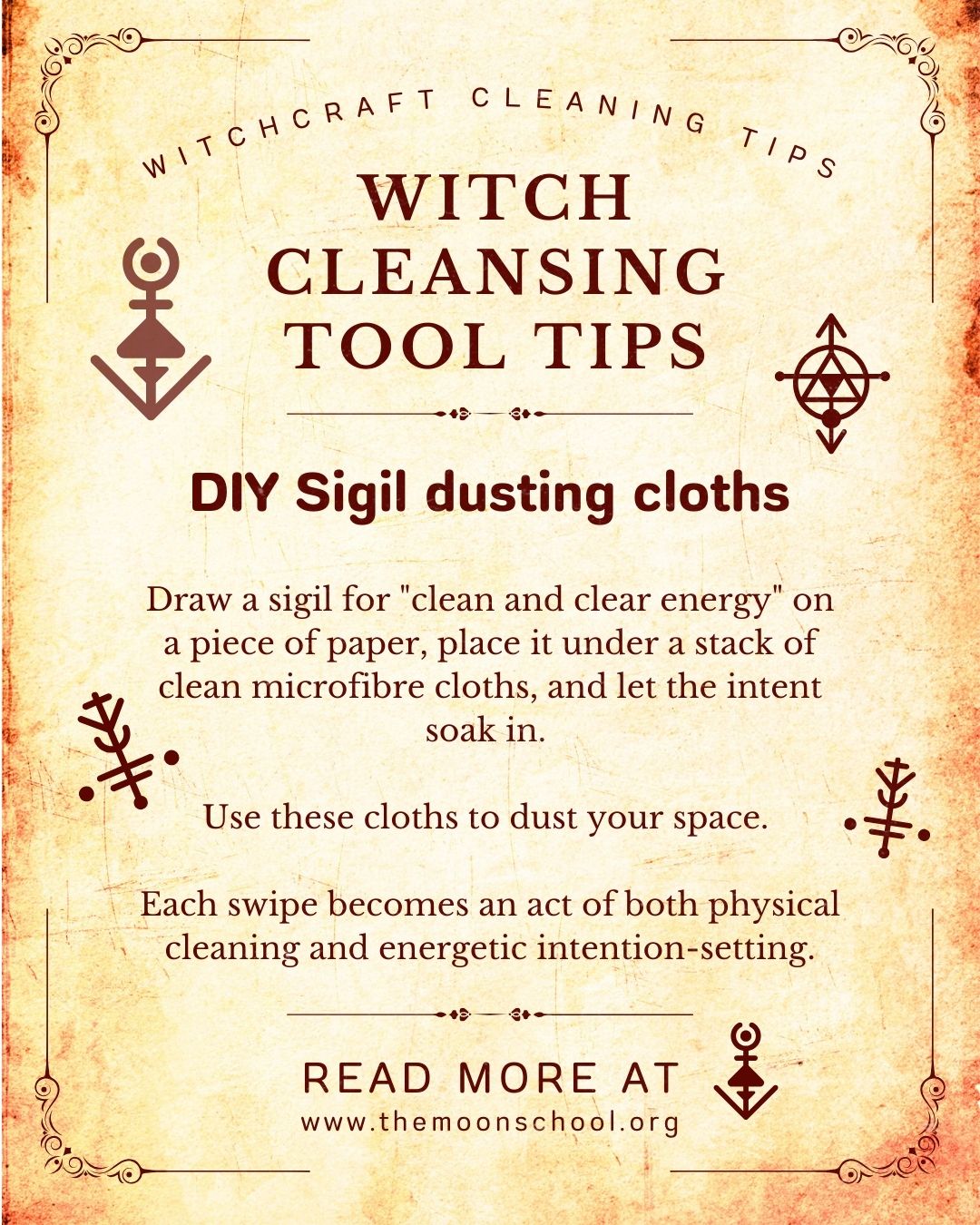 Book of shadows page with witch cleansing tools instructions