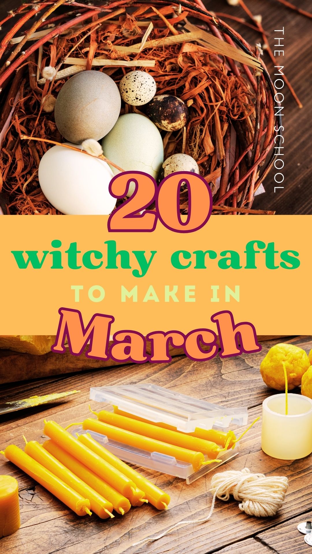 Beautiful collage pin with 2 images of ostara crafts to make in March