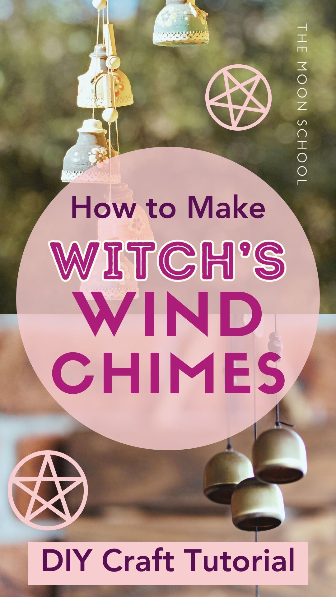 2 images of witchy natural DIY wind chimes