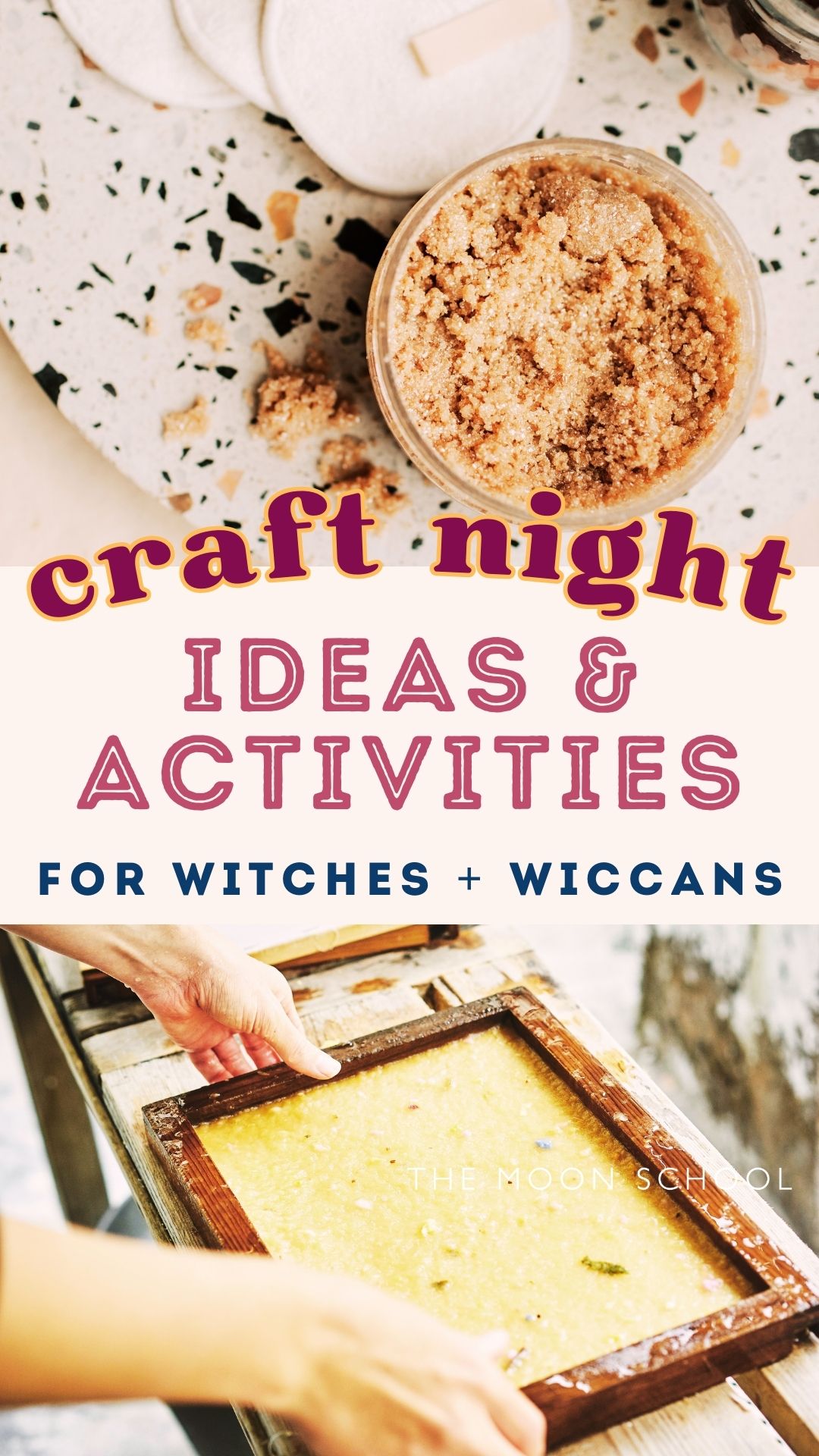 DIY craft ideas for a group crafting night for adults: herbal sugar salt scrub and IDY paper making screen