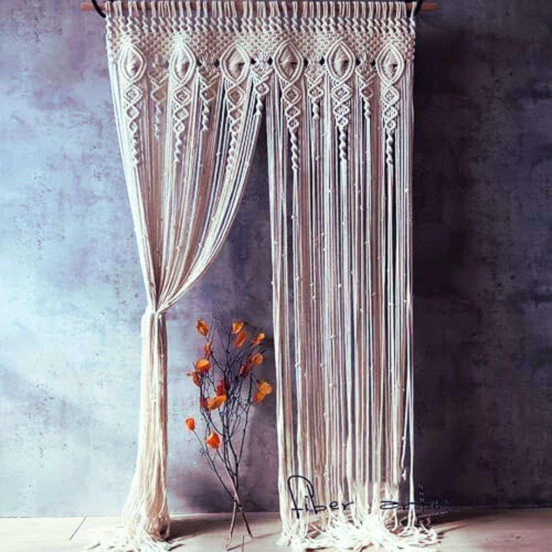 Stunning boho style macrame curtain wall hanging backdrop DIY summer decor style
