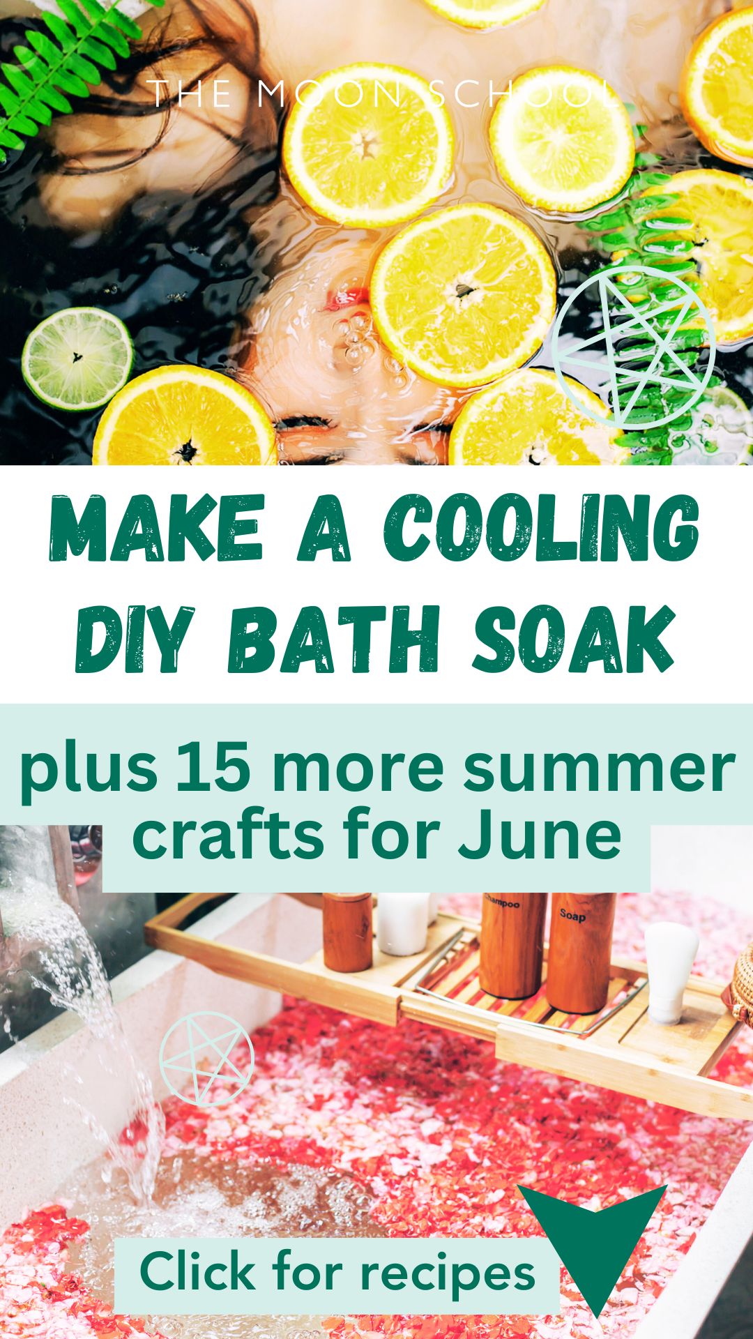 Ritual bath soak aesthetic pin with DIY herbal bath salt recipe