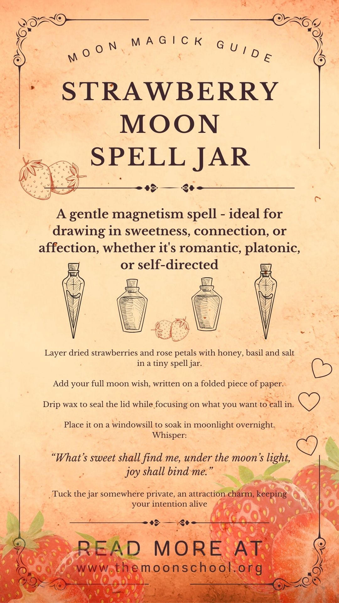 Book of shadows page for June witchcraft for Strawberry full moon spell jar witch bottle