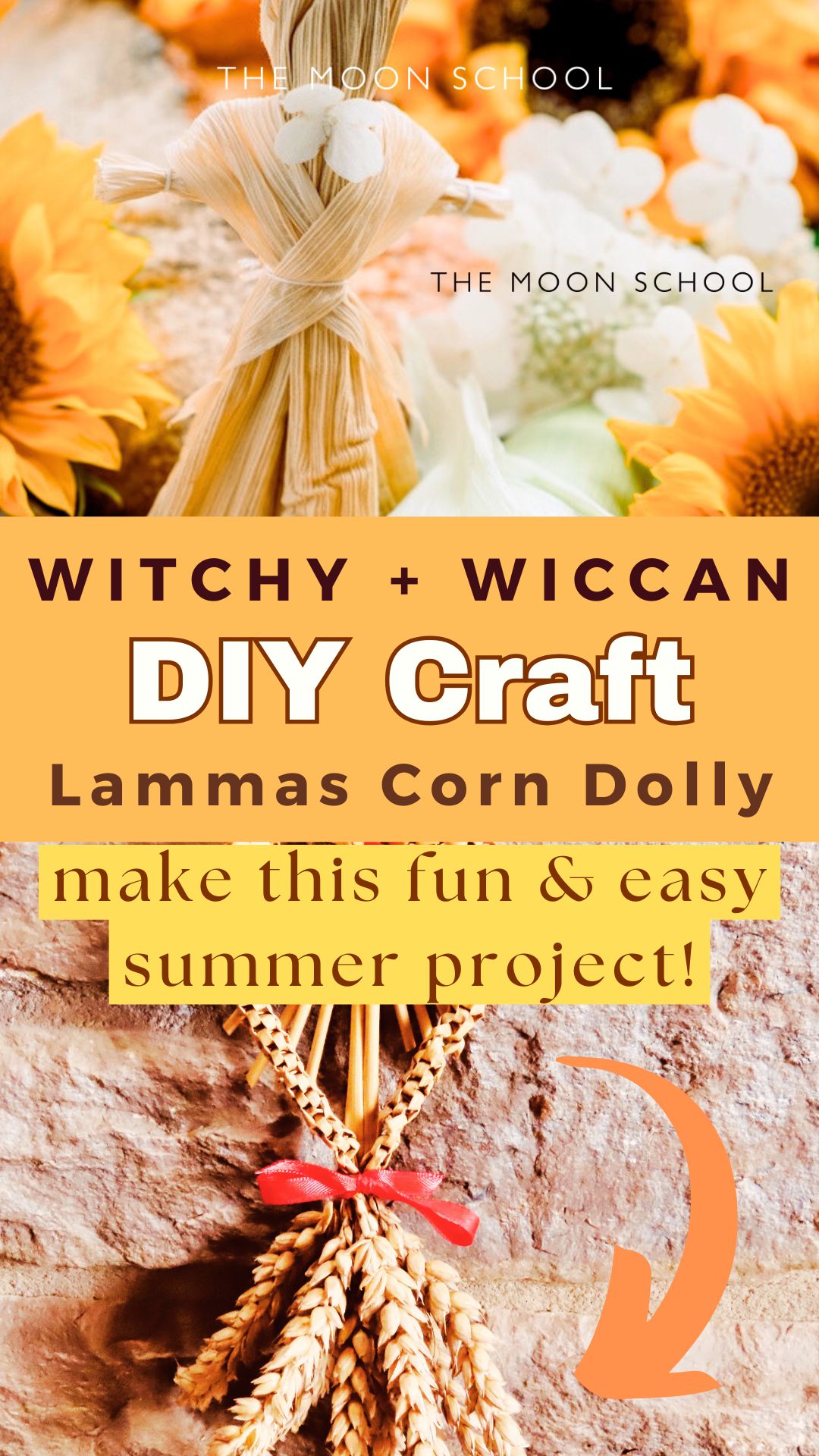 DIY lammas corn dolly craft aesthetic pin