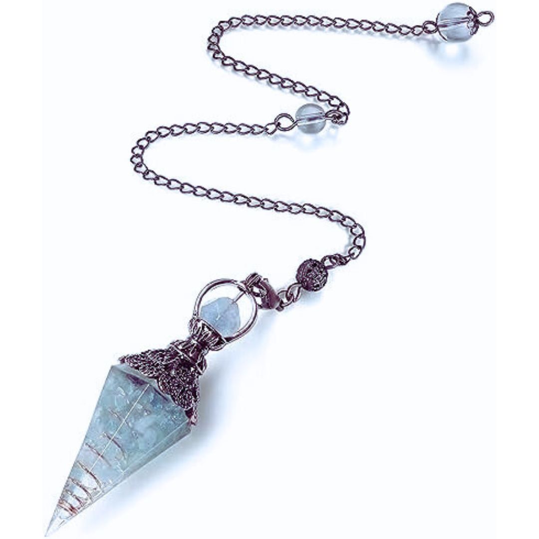 beautiful aquamarine crystal pendulum point witchy divination gift idea