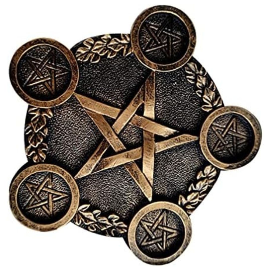 witch's altar decoration pentagram tealight candle holder